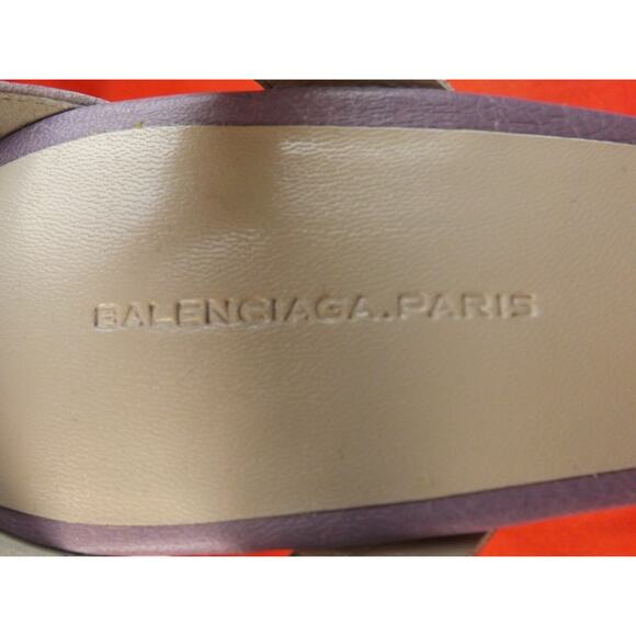 NIB BALENCIAGA ARENA GLYCINE LAVENDER LEATHER WEDGE STUDDED SANDALS 40 286068 - Picture 11 of 12